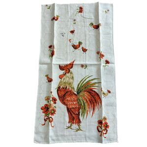 Vintage Linen Tea Hand Kitchen Towel 27”x16" Rooster Farmhouse
